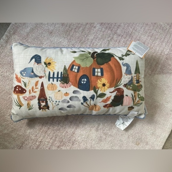 Storehouse Gnome Mushroom Fairy Pumpkin pillow 12x24 Light up Fall Halloween - Picture 5 of 5